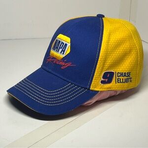 NAPA Auto Parts Chase Elliott #9 NASCAR Racing Hat Blue Yellow Ebroidered Velcro